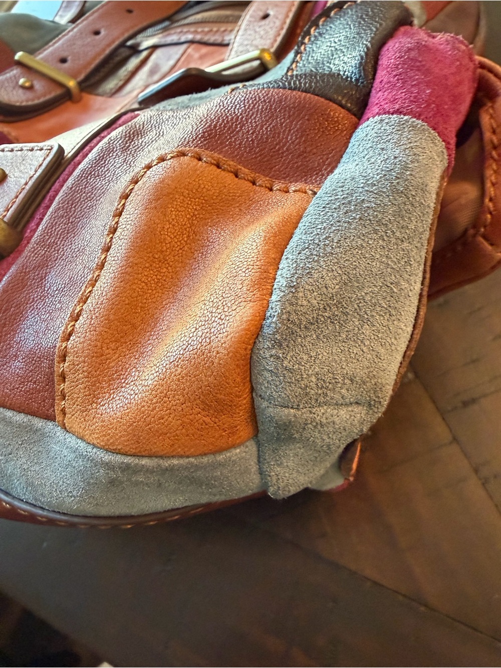 Fossil Mason Patchwork Leather Satchel - Y2K vintage bohemian patchwork fall - Picture 11 of 15